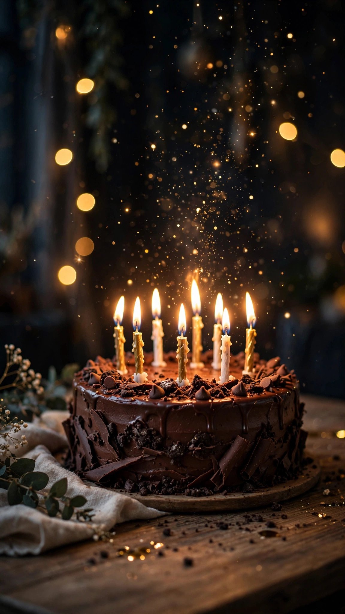Birthday cake with rising sparkles, image to video prompt for WhatsApp status example