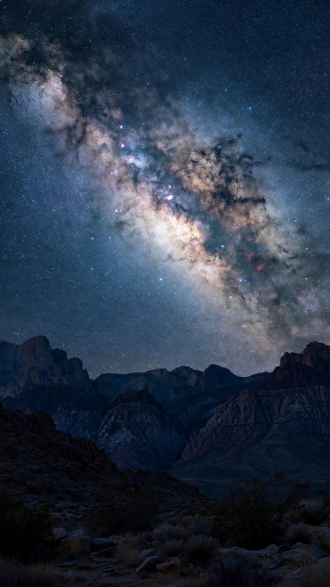 Milky way over desert mountains at night, image to video prompt for WhatsApp status night example